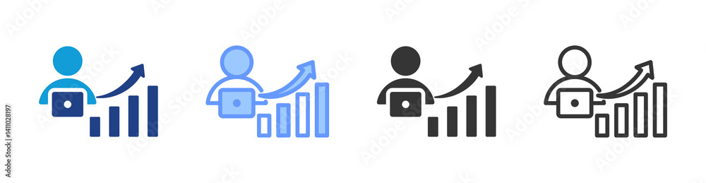 Poster Job Performance icon set multiple style collection