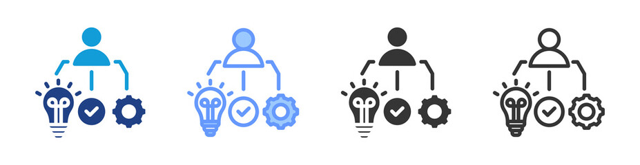 Competency Framework icon set multiple style collection