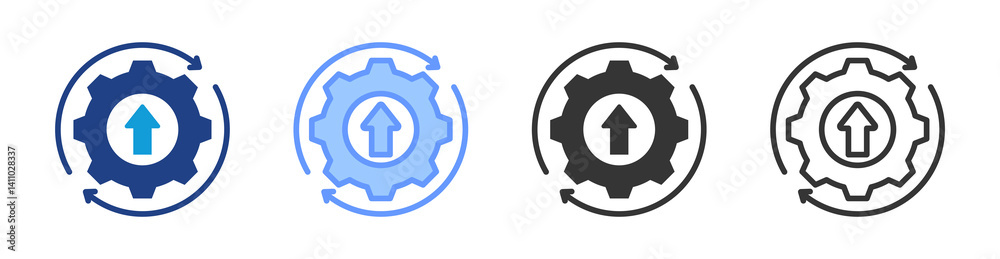 Poster continour improvement icon set multiple style collection