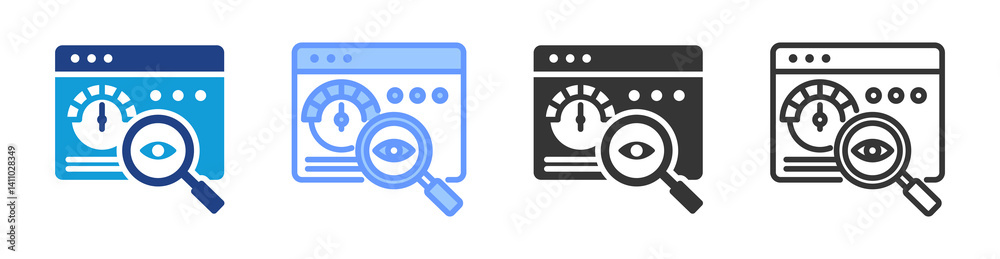 Poster Performance Monitoring icon set multiple style collection