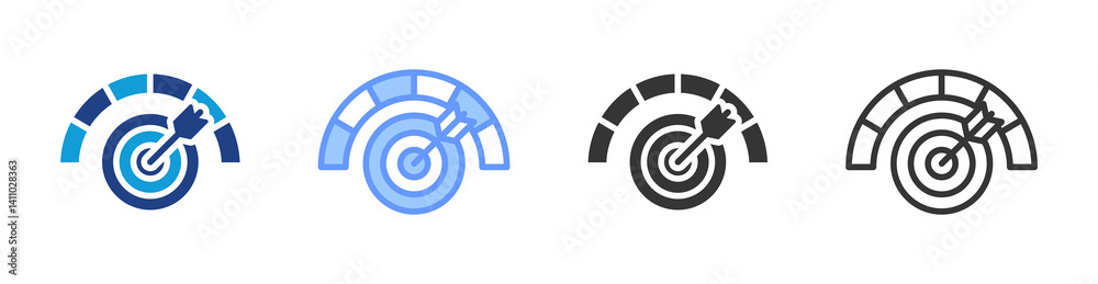 Poster Performance Target icon set multiple style collection