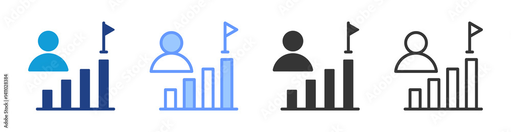 Poster Performance Goal icon set multiple style collection
