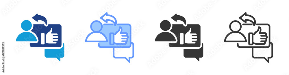 Poster Performance Feedback icon set multiple style collection