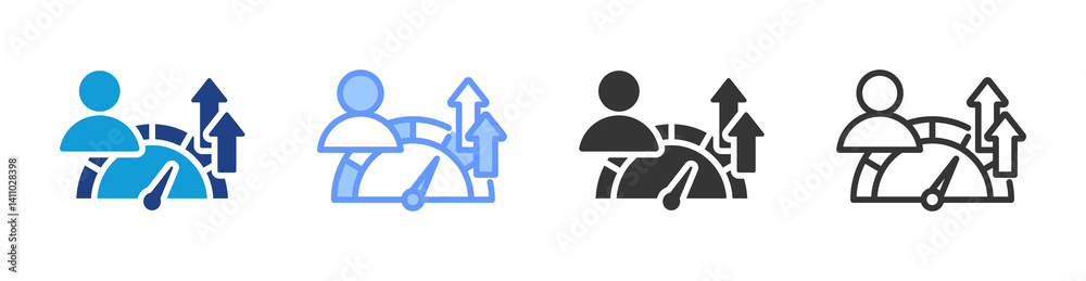 Poster Performance Development icon set multiple style collection
