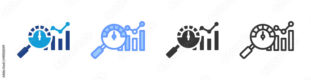 Poster Performance Analysis icon set multiple style collection