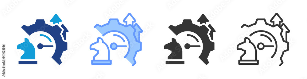 Poster improvement strategies icon set multiple style collection