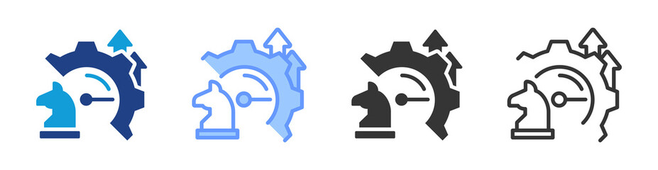 Improvement Strategies icon set multiple style collection