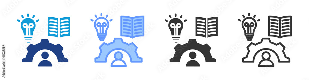 Poster Competency icon set multiple style collection