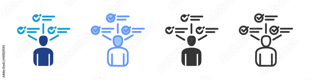 Poster proficiency icon set multiple style collection