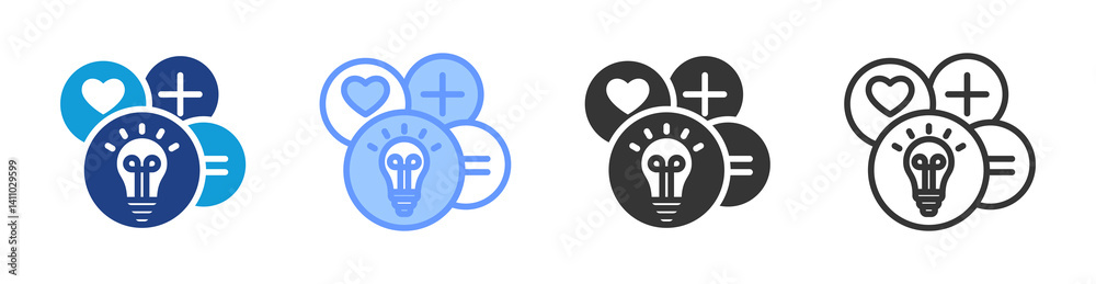 Poster aptitude icon set multiple style collection