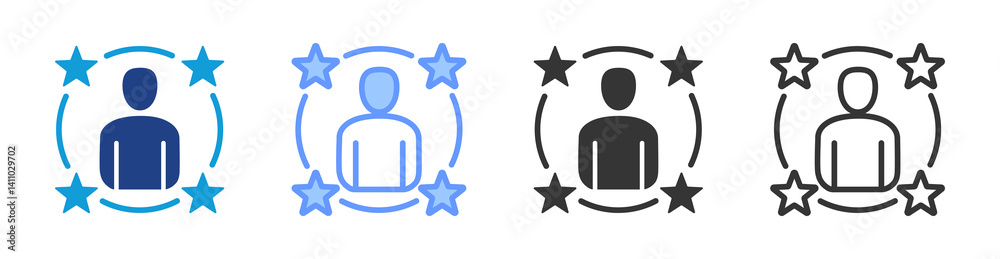 Poster competence icon set multiple style collection