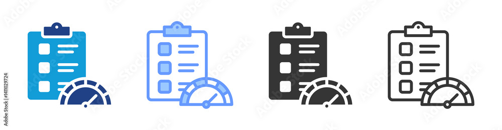 Poster Benchmarking icon set multiple style collection