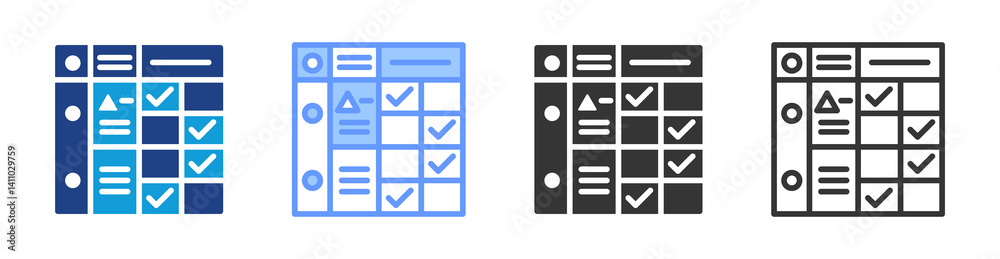 Poster Assessment Rubric icon set multiple style collection