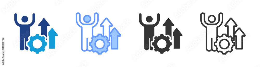 Poster Skill Improvement icon set multiple style collection
