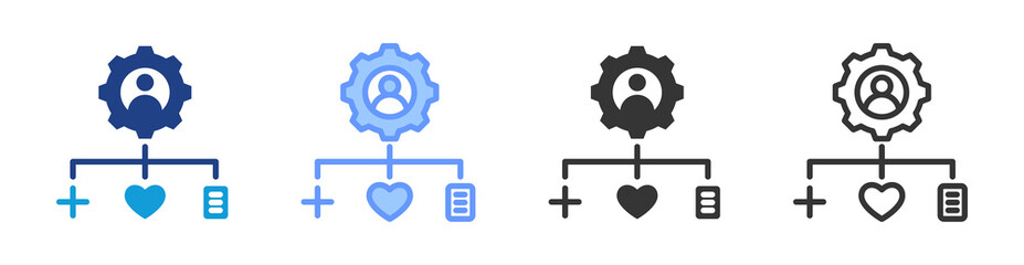 Competency Framework icon set multiple style collection