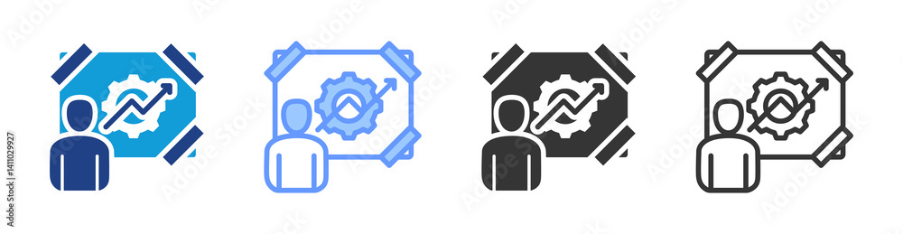 Poster Skill Development Plan icon set multiple style collection