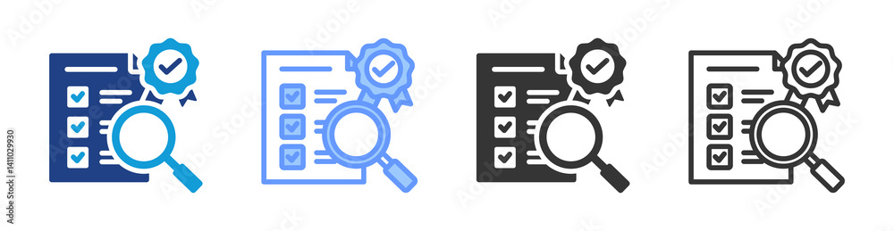Poster Evaluation Standard icon set multiple style collection