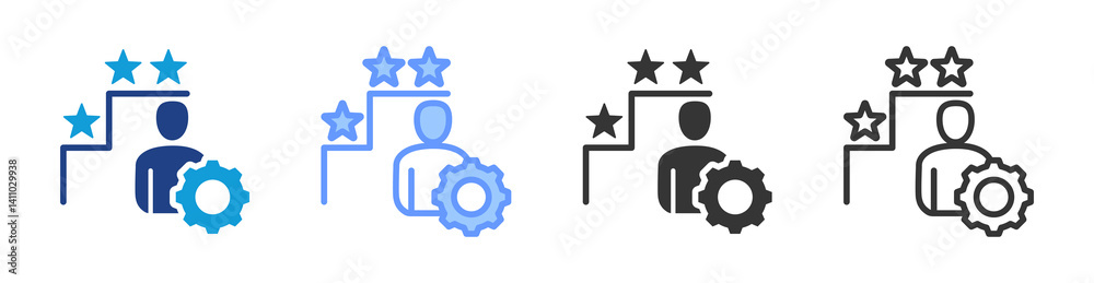Poster Competency Level icon set multiple style collection