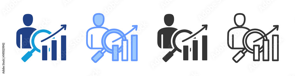 Aufkleber Performance Review icon set multiple style collection