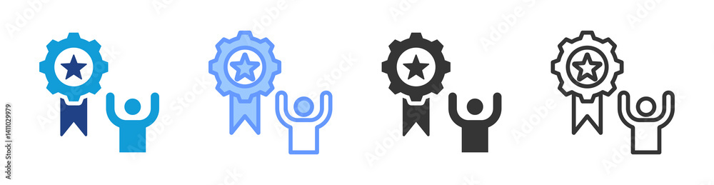 Poster success icon set multiple style collection