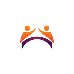 People connecting over a bridge symbol, representing community, teamwork, and support