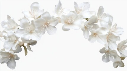 Elegant white flower crown with delicate petals, white PNG