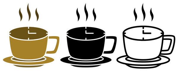 coffee time icon, simple flat style, illustration, logo sign symbol pictogram template, for ui or ux isolated on white for mobile app, editable