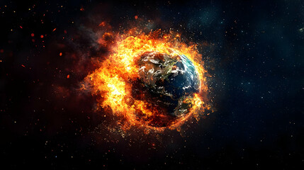 Burning Earth In Space