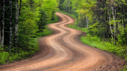 Winding Dirt Road Through Lush Forest