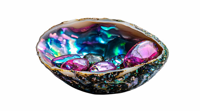 Colorful Abalone Shell With Gemstones