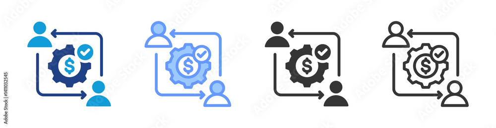 Aufkleber cost management icon set multiple style collection