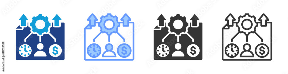 Aufkleber resource planning icon set multiple style collection