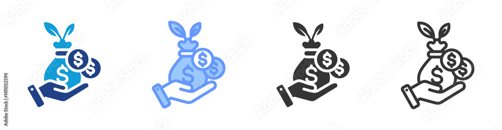 Poster profitability icon set multiple style collection