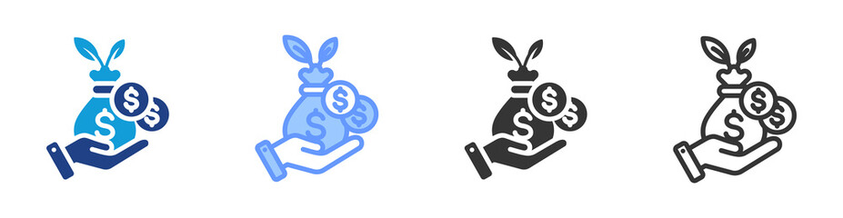 Profitability icon set multiple style collection