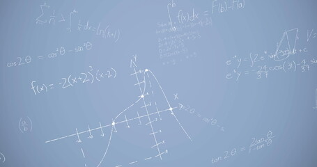 Image of mathematical equations over blue background