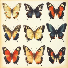 Colorful Butterflies Collection with Detailed Illustrations and Patterns