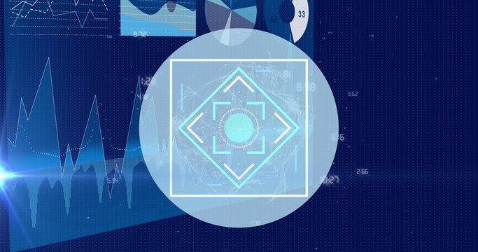 Image of processing circle on scientific graph and numbers