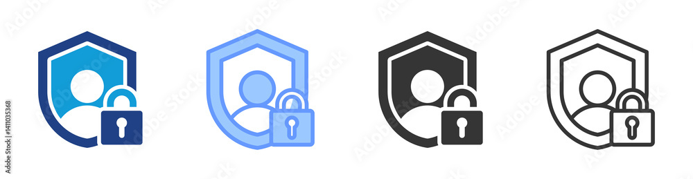 Poster privacy icon set multiple style collection