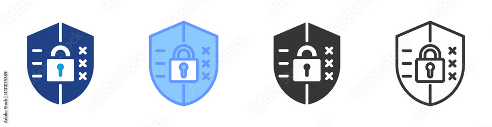 Poster Encryption icon set multiple style collection