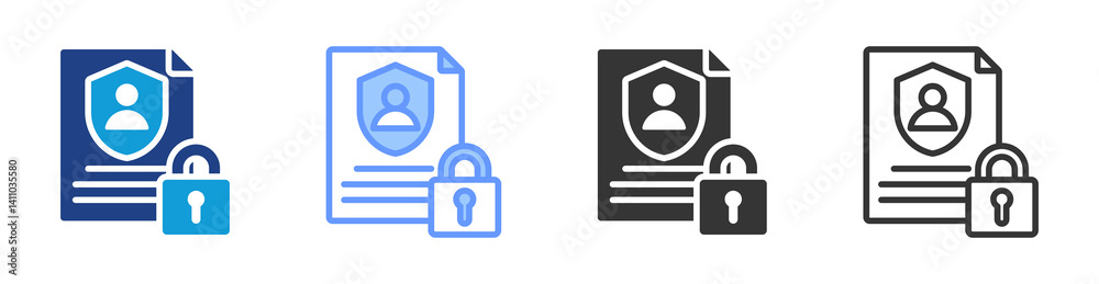 Poster privacy policy icon set multiple style collection