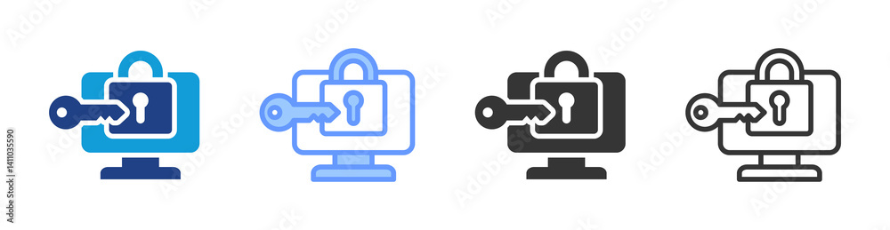 Poster Access icon set multiple style collection