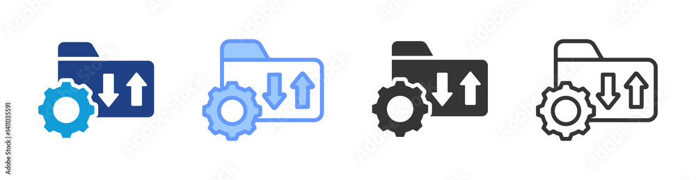 Poster Data Transfer icon set multiple style collection
