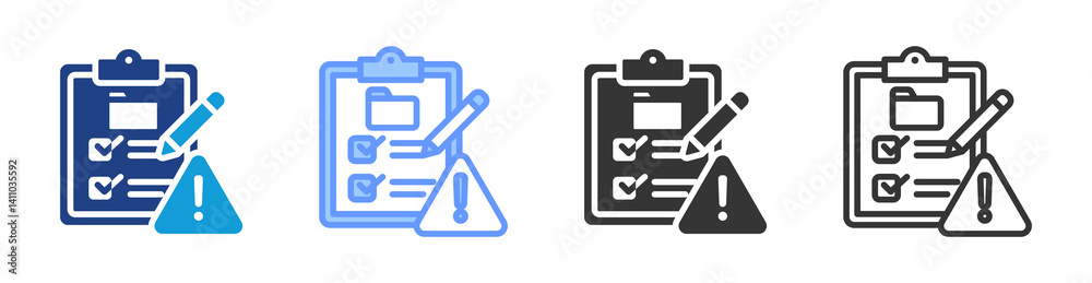 Poster risk assessment icon set multiple style collection