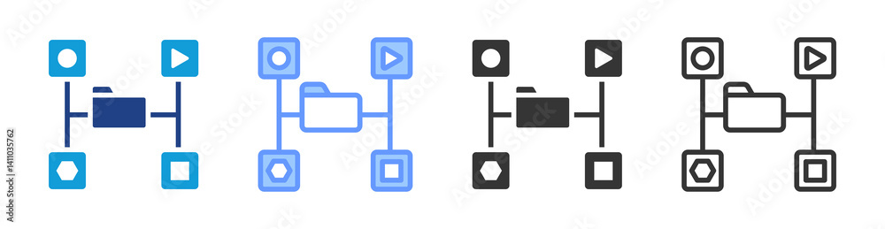 Poster Data Classification icon set multiple style collection