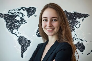 Global network connection world map , Generative AI	
