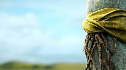 Yellow Bandana Wrapped Around Post