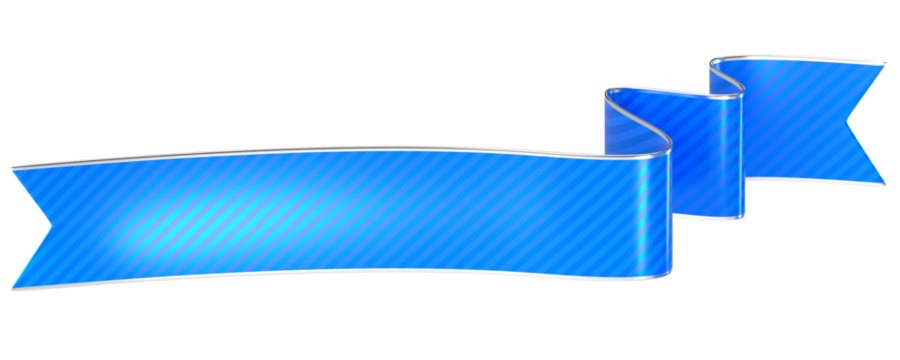 Shiny Blue Ribbon Banner with Silver Edge, 3D Render - Powered by Adobe