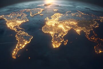 Global network connection world map , Generative AI