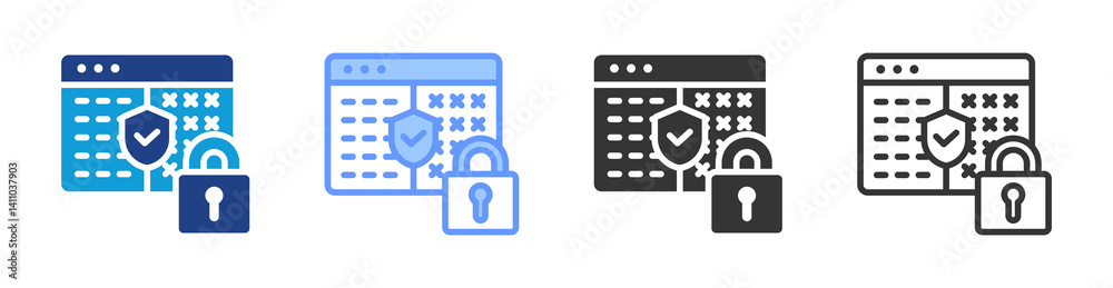 Aufkleber Data Encryption icon set multiple style collection