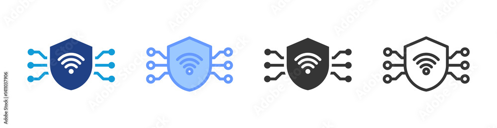 Poster Cyber Security icon set multiple style collection